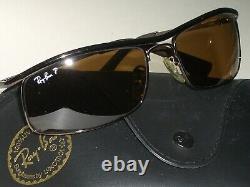 59mm Ray Ban Rb3339 Brownish Polarized Olympian Flex Hinges Wrap Sunglasses