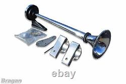 Air Horn + 63mm Clamps For Scania Volvo DAF MAN Iveco Mercedes Chrome Trumpet