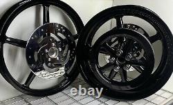 Harley softail Rocker 2008 -11 Wheels Pulley Rotors ITALY GLOSS BLACK OUTRIGHT