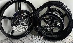 Harley softail Rocker 2008 -11 Wheels Pulley Rotors ITALY GLOSS BLACK OUTRIGHT