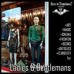 Punk belt women metal rock goth faux leather studs beaded sequins italian brand